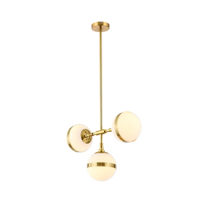 Cream Ball Glass Branching Island Lamp Postmodernist 3/5 Bulbs Gold Suspended Lighting Fixture