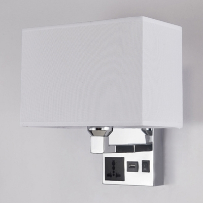 Cuboidal Wall Mounted Light Fixture Modern Fabric Single Flaxen/White Sconce Lamp for Bedroom