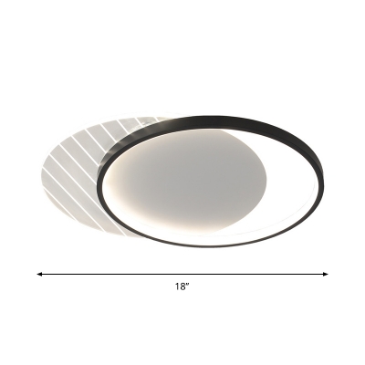 Double-Round/Square Acrylic Ceiling Lamp Minimalistic Black LED Flush Mount Light in Warm/White/3 Color Light