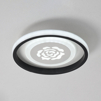 Flower/Panda/Anchor Corridor Flushmount Acrylic Cartoon LED Round Flush Ceiling Light Fixture in Black