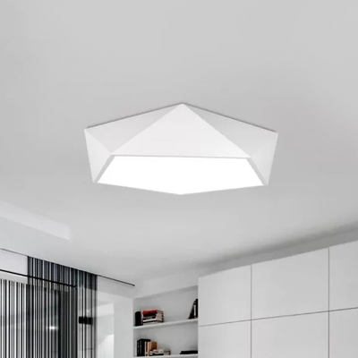 Geometrical Shape LED Flush Light Modern Acrylic Black/White Close to Ceiling Lamp in Warm/White Light, 16.5