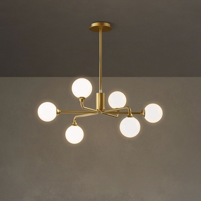Gold Molecular Island Pendant Post-Modern 6/9/12-Light Opaline Glass Ceiling Suspension Lamp for Bedroom