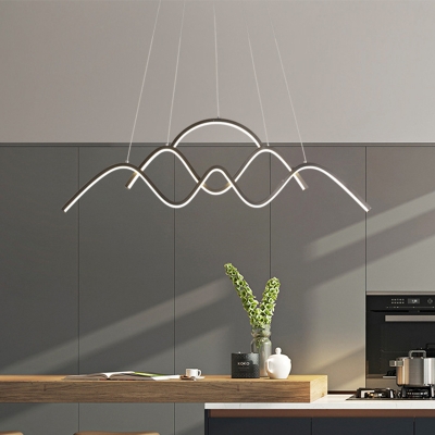 Metal Wave Ceiling Chandelier Simple Style Black/Gold LED Suspended Lighting Fixture in Warm/White Light