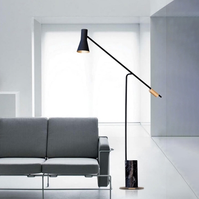Minimalist 1-Light Standing Floor Lamp Royal Blue-Black Hourglass Floor Light with Metal Shade