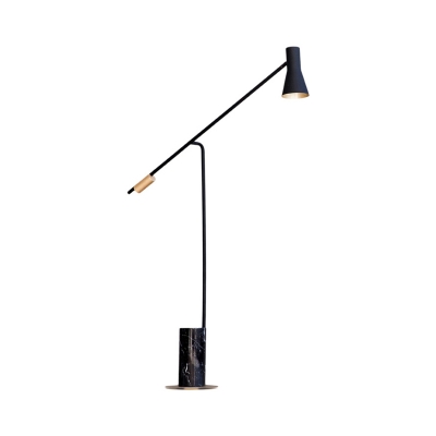 Minimalist 1-Light Standing Floor Lamp Royal Blue-Black Hourglass Floor Light with Metal Shade