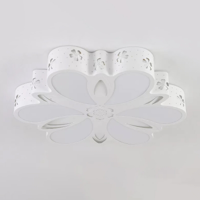 Modern Flower Ceiling Light Acrylic Bedroom Hollowed out LED Flush Mount Light in Warm/White/3 Color Light