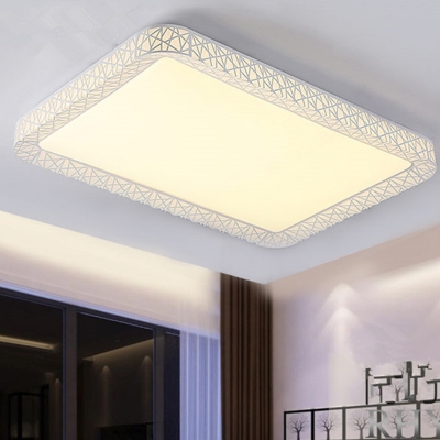 Round/Square/Rectangle Nest Flushmount Nordic Metallic White LED Flush Mount Ceiling Light in Warm/White Light
