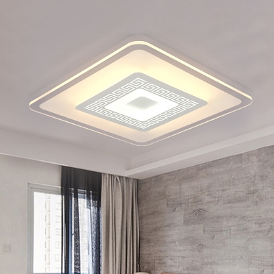 Square/Rectangle Ultrathin Flushmount Minimalistic Acrylic White Small/Large LED Ceiling Mount Lamp in Warm/White Light