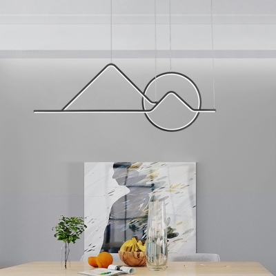 Sunrise Mountain Metal Ceiling Pendant Simplicity Black/Gold Linear LED Hanging Light Fixture in Warm/White Light