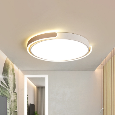 Ultra-Thin Round Flushmount Lighting Minimal Acrylic Black/Gold/White LED Ceiling Light with Glowing Sidebar, Warm/White Light