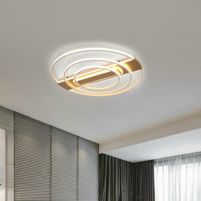 White/Gold Layered Circle Ceiling Lighting Modernist LED Acrylic Flush Mount Fixture in Warm/White Light