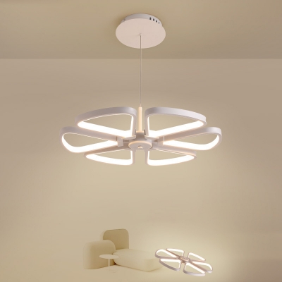 White Petal Chandelier Lighting Minimalism Acrylic LED Pendant Light for Dining Room