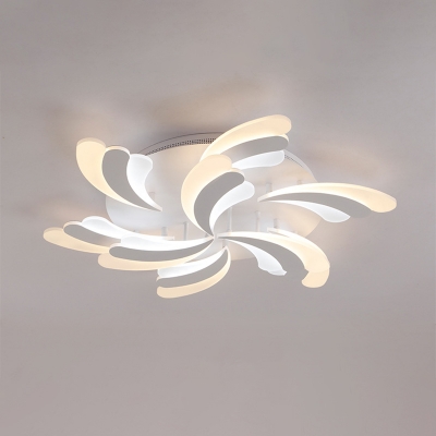White Wing Flush Mount Light Contemporary 9/12/15 Lights Acrylic Semi Flush Mounted Ceiling LED Light in Warm/White Light