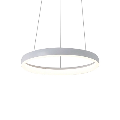 1/2/3-Tier Hoop Kitchen Dinette Pendant Metal Minimalist LED Hanging Chandelier in White