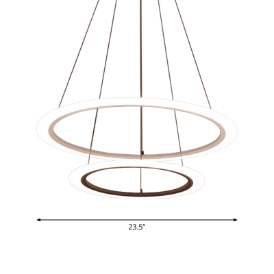2/3/4 Tiers Circle Acrylic Chandelier Minimalistic White LED Suspension Pendant Light for Living Room