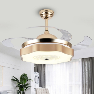4-Blade Floral LED Ceiling Fan Light Fixture Modern Acrylic 19