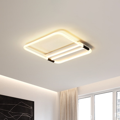 Acrylic Round/Square/Rectangle Flushmount Simple White LED Ceiling Flush Light in Warm/White Light for Living Room