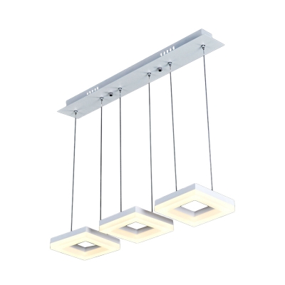 Aluminum Cluster Square Pendant Minimal Black/White LED Hanging Light Fixture in Warm/White Light