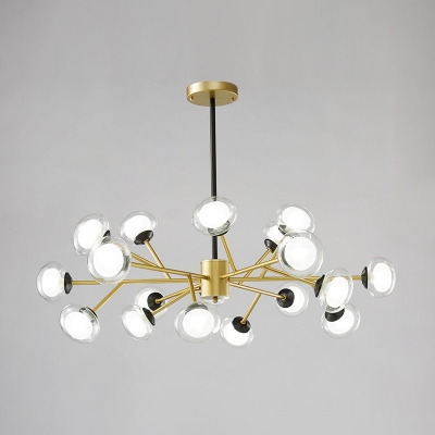 Branch Design Hotel Ceiling Light Ivory Glass 6/12/18 Heads Postmodern Style Chandelier in Black/Gold