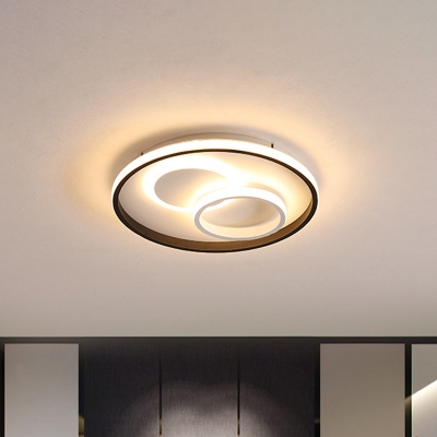 Contemporary LED Ceiling Fixture Black Round/Square/Rectangle Flush Mount Light with Acrylic Shade in Warm/White Light