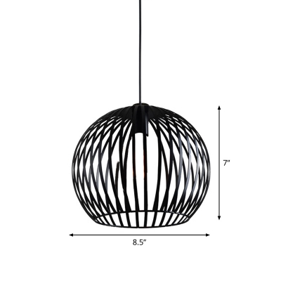 Iron Vase/Cone/Globe Pendant Light Fixture Loft Style 1 Bulb Dining Room Ceiling Hang Lamp in Black