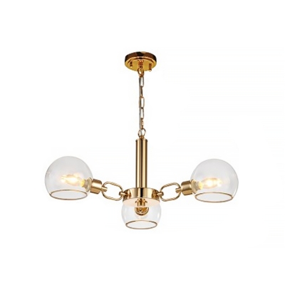 Postmodern 3/6/8 Lights Chandelier Gold Radial Ceiling Suspension Lamp with Dome Clear Glass Shade