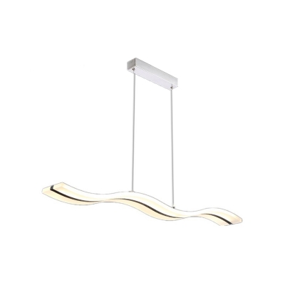 Wavy/Straight Linear Hanging Pendant Minimalistic Acrylic Black LED Ceiling Suspension Lamp in Warm/White Light