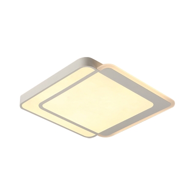 White Square/Rectangle Flushmount Lighting Simple Acrylic LED Flush Ceiling Light in Warm/White/3 Color Light