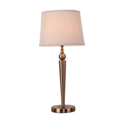 1 Head Living Room Nightstand Lamp Minimalism White Table Light with Bucket Fabric Shade