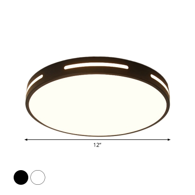 Black/White Tambour Flush Ceiling Light Minimalistic LED Acrylic Flushmount Lighting for Bedroom, 9