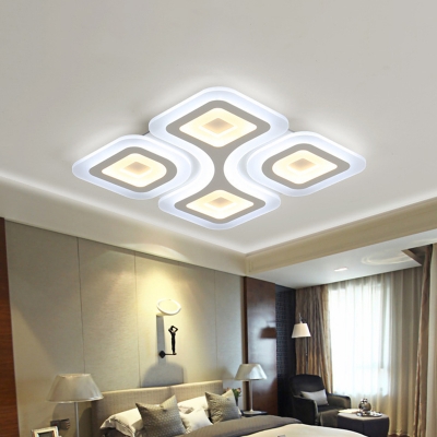 Contemporary Symmetric Flush Light Acrylic Living Room LED Close to Ceiling Lighting in Warm/White Light, 19.5