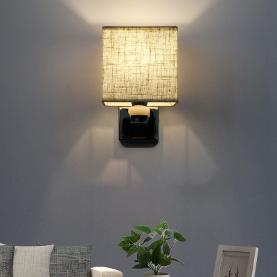 Cube Dining Room Wall Lighting Ideas Fabric 1-Head Modern Wall Mounted Lamp in Beige/Black/Coffee