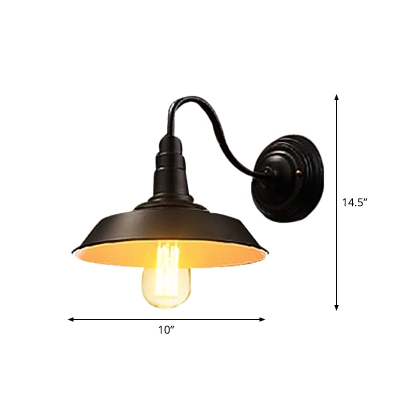 Iron Black Wall Mount Light Fixture Piping/Trapezoid/Barn Shaped 1 Bulb Industrial Wall Lamp for Bistro
