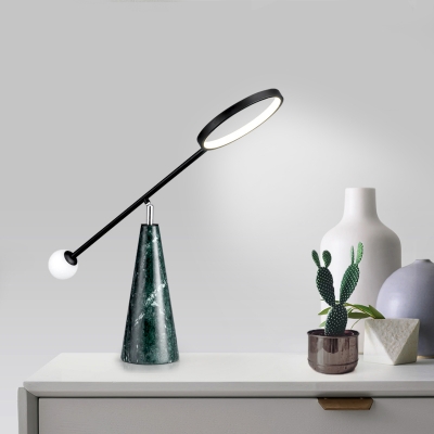 Metallic Lever LED Nightstand Light Novelty Minimalist Black/Green Table Lamp for Living Room