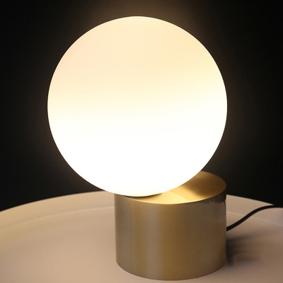 Mini Globe Bedside Nightstand Light White Glass 1-Light Postmodern Table Lamp in Gold
