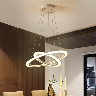 Minimalist LED Pendant Light Coffee 2/3-Tiered Triangle/Round Chandelier with Acrylic Shade for Restaurant