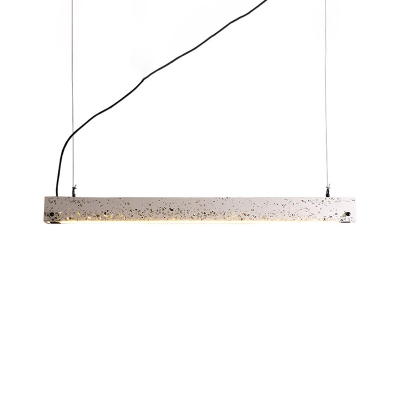 Minimalist Linear Suspension Pendant Light 1-Light Terrazzo Hanging Lamp Kit in Grey