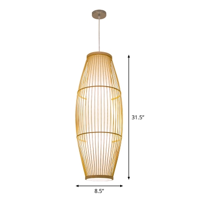 Oval/Capsule Cage Bamboo Pendulum Light Asia 16