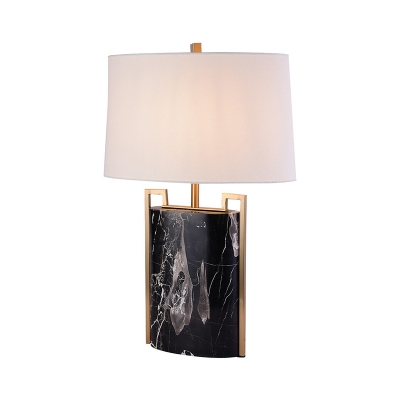 Oval Marble Nightstand Lamp Postmodern 1-Light 15