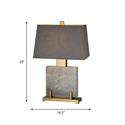 Post-Modern Trapezoid Night Lamp Fabric 1 Head Living Room Table Light in Grey and Brass
