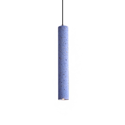 Red/Blue/White LED Drop Pendant Nordic Terrazzo Tubular Hanging Ceiling Light for Dining Room