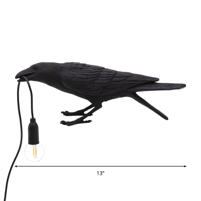 Resin Bird Shaped Night Lamp Designer 1 Head Black Finish Table Lamp for Bedroom