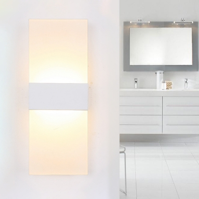 Ultrathin Rectangle LED Wall Sconce Minimalist Acrylic Black/White Wall Mounted Lamp in Warm/White Light, 11.5