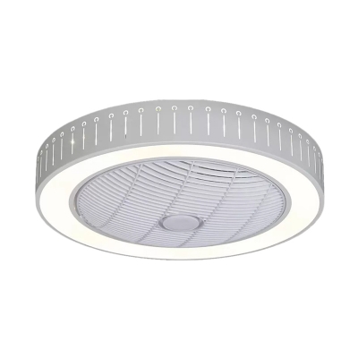 White Hollowed out Round Ceiling Fan Lighting Modern 23