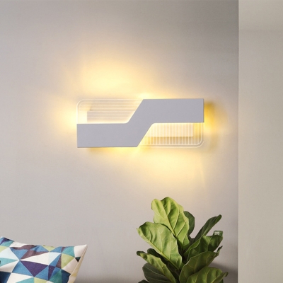 Z-Shaped Wall Lamp Fixture Modern Acrylic Black/White LED Wall Mounted Light in Warm/White Light for Living Room