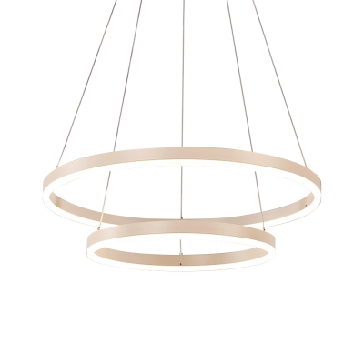 2/3-Tiered Hanging Light Kit Modern Acrylic White/Coffee LED Circular Chandelier over Table