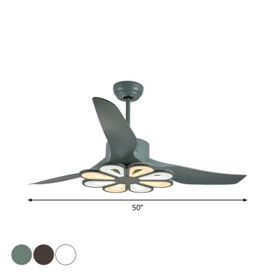 3-Blade Nordic Flower Ceiling Fan Lighting Metal 50