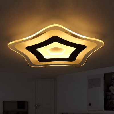 Acrylic Pentacle Flush Mount Ceiling Light Minimalism White Thin LED Flush Light Fixture in Warm/White Light, 8