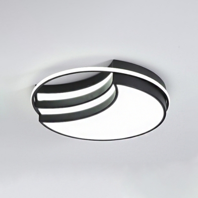 Black Crescent Flush Ceiling Light Minimal LED Acrylic Flush Mount Recessed Lighting for Dining Room