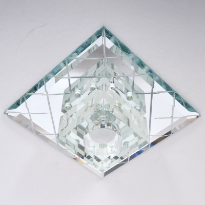 Clear Crystal Square Small Ceiling Lamp Minimalist Mirrored Chrome LED Flush Mount Lighting for Foyer